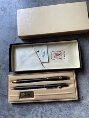 Cross Black and Gold Ballpoint Pen and Mechanical Pencil Set